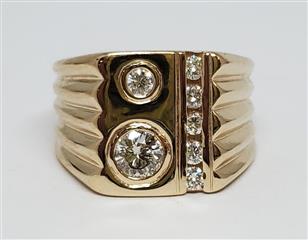 Gent's Diamond Fashion Ring 7 Diamonds .75 Carat T.W. 14K Yellow Gold 9.4g